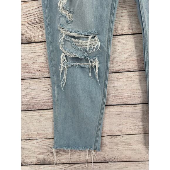 Kancan Delta Mid Rise Boyfriend Jeans Junior 13 Blue Light Wash Denim Distressed - Picture 5 of 11